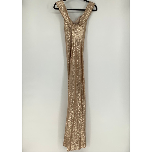 NEW! Dessy Collection Size 2 Mermaid Maxi Sequin Dress Rose Gold $285 msrp I24-7 - Picture 4 of 10
